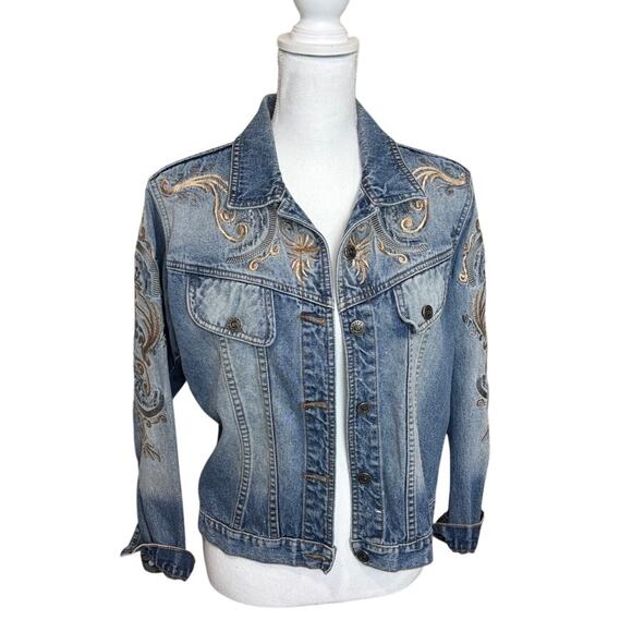 Western Style Denim Jacket Embroidered Details Nashville S/M - Picture 2 of 6